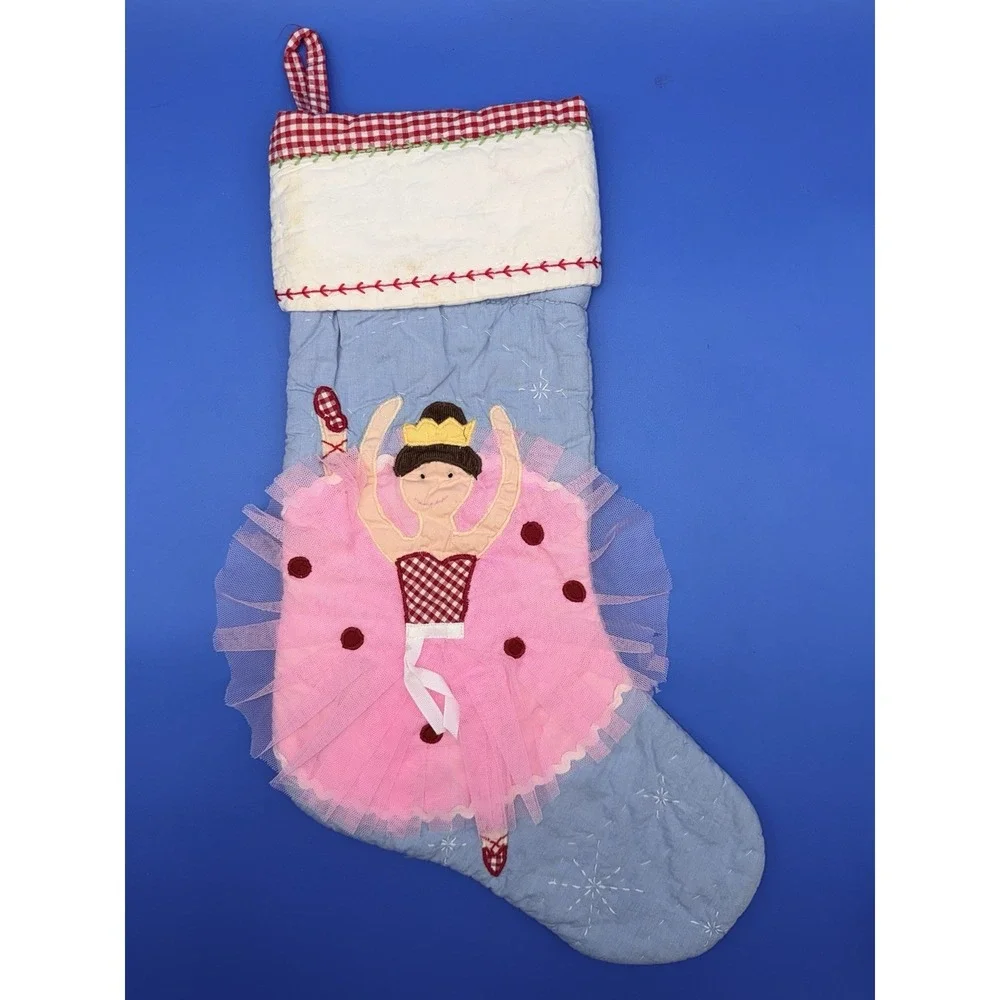 Pottery Barn Kids Ballerina Quilted Blue Christmas Stocking No Monogram
